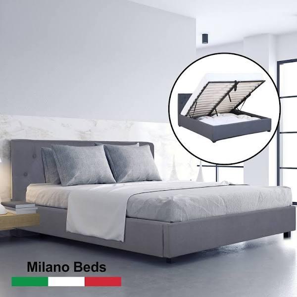 Milano Capri Luxury Gas Lift Bed Frame Base and Headboard With Storage - Single - Charcoal