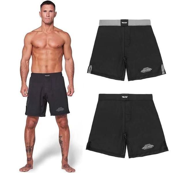 Elite Sports Mens MMA Fight Shorts, Black Jack UFC, BJJ, No Gi, Grappling, Jiu Jitsu Shorts