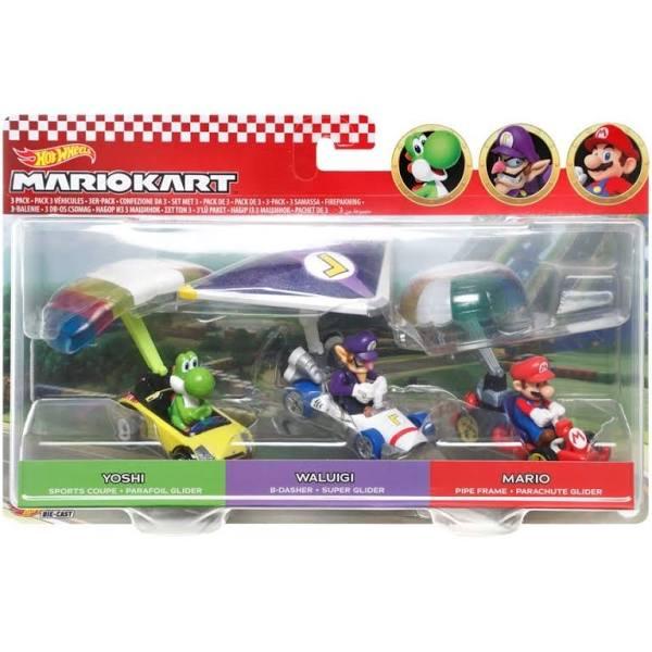 Hot Wheels Mario Kart Vehicle and Glider 3 Pack