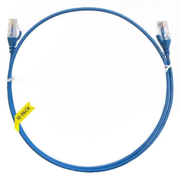 4Cabling 0.25m Cat 6 Ultra Thin LSZH Pack of 10 Ethernet Network Cable - Blue 004.004.0001.10PACK