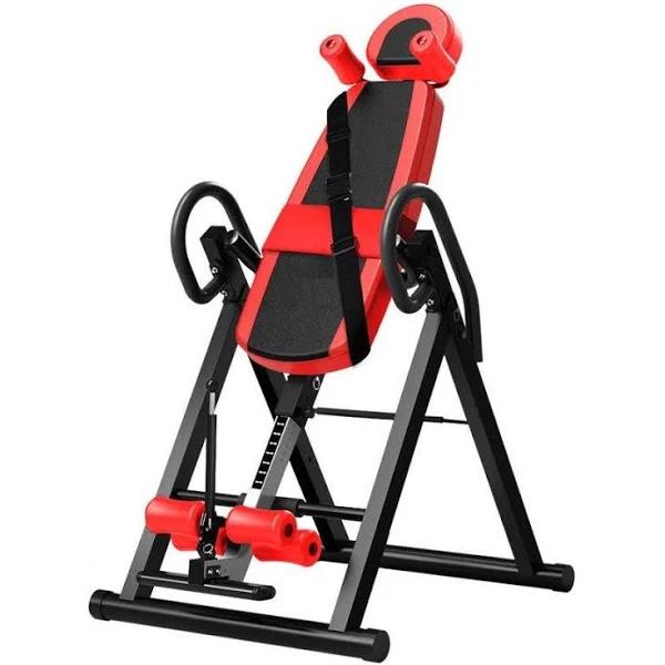 Home Inversion Table Gravity Stretcher Foldable Fitness Gym - Black and Red