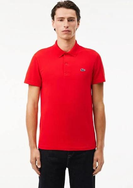 Mens Lacoste Regular Fit Cotton Blend Polo Shirt - Red