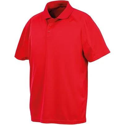 Spiro Impact Mens Performance Aircool Polo T-Shirt Red XS