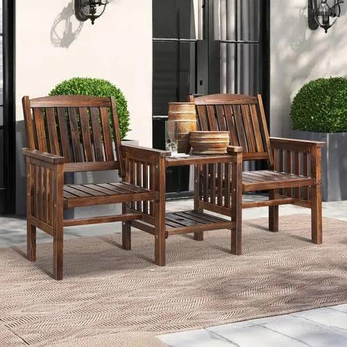 ALFORDSON Wooden Garden Bench Outdoor Loveseat Patio Charcoal