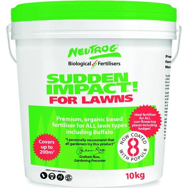 Neutrog 10kg Sudden Impact For Lawns + POPUL8 Granular Fertiliser