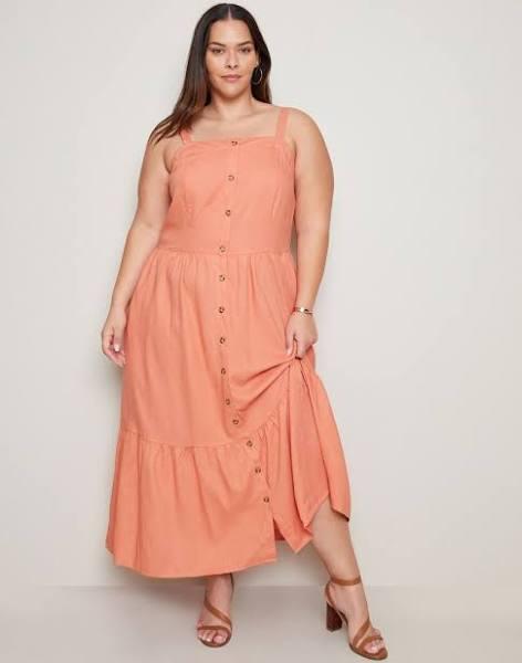 Autograph Sleeveless Tiered Hem Linen Maxi - Size 28 - Womens