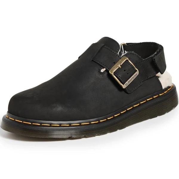 Dr Martens Jorge II Faux Fur Lined Mules in Black Leather