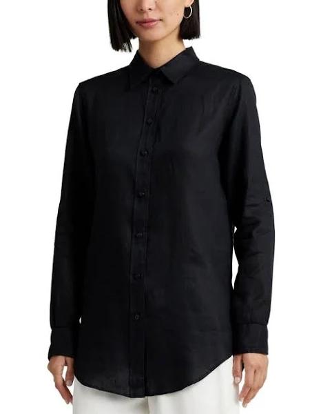 Lauren Linen Shirt Polo Black S