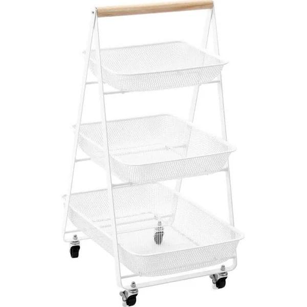 Box Sweden Mesh 3 Tier Storage Trolley w/ Wheels - White