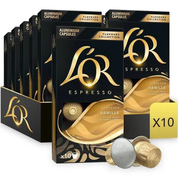 L'Or Espresso Vanilla Coffee - 100 Aluminium Capsules Compatible With Nespresso Machines (10x10 Pods Pack)