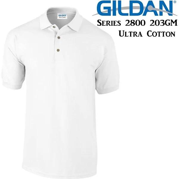 Gildan Jersey Polo Collar T-Shirt White Tee S - XXL Ultra Cotton L