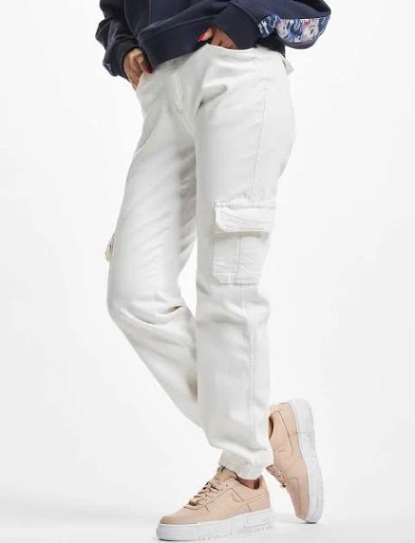 Urban Classics Organic Stretch Denim Cargo Pants in Off White 32