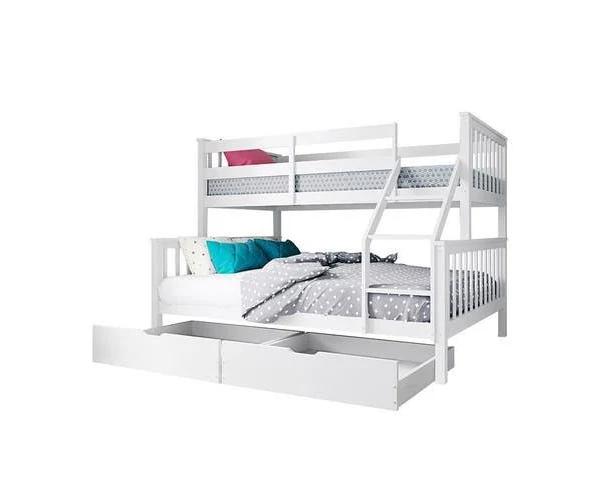 Luxo Furniture Nero Natural Pine Triple Bunk Bed with Storage Drawers