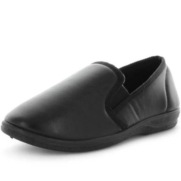 Panda Edword Synthetic Slippers Mens Slip On Comfort Warm Loafer - Black AU Size 7 - AfterPay & zipPay Available