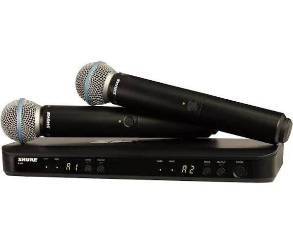 Shure BLX288/B58 Dual-Channel Wireless Handheld Microphone System with Beta 58A Capsules H10: 542 to 572 MHz,