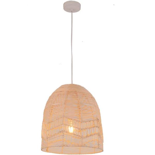 Ronda Classic Pendant Lamp Light Interior ES 40W Natural Rattan Ellipse White - AfterPay & zipPay Available