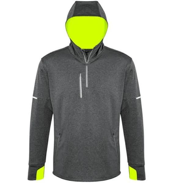 Biz Collection SW635M Mens Pace Hoodie Grey/Fluoro Yellow / 5XL