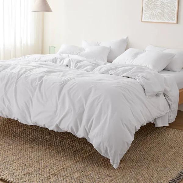 Leo Washed Cotton | White Quilt Cover | Super King | Sheet Society