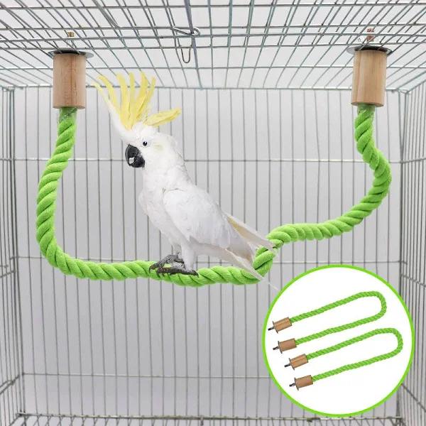 2 Pack Bird Hemp Rope Perch Swing, Bird Cage Stand Pole Accessories, Paw Grinding Standing Climbing Perch for Parrot, Parakeet, Budgies, Lovebirds 23