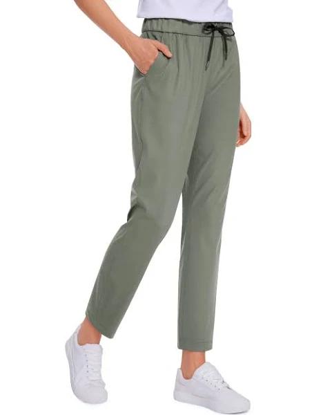 CRZ Yoga Women's Travel Slim Fit Stretch Drawstring 7/8 Pants 27'' Grey Sage / L