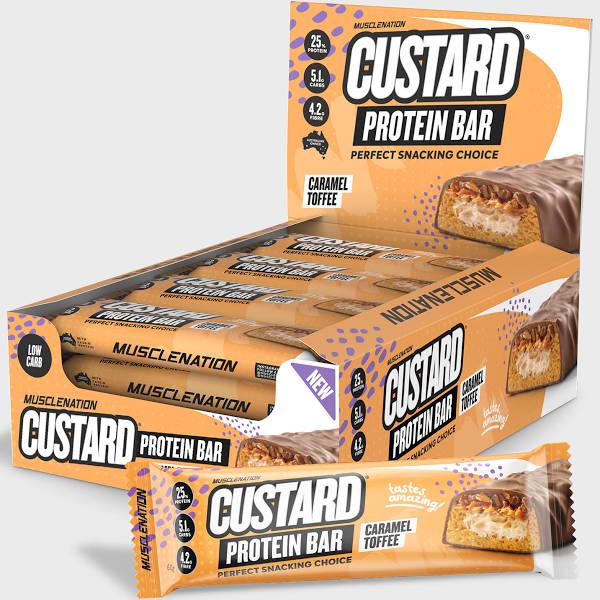 Muscle Nation Custard Protein Bar - Caramel Toffee - Box of 12