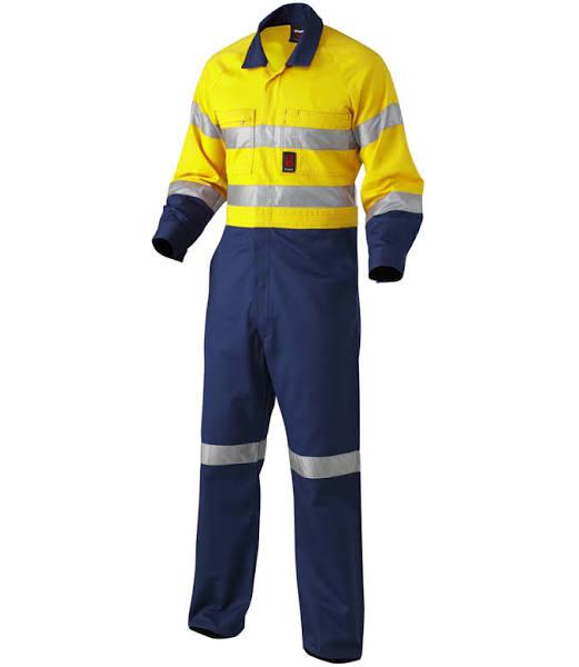 KingGee Hi-Vis - Reflective Combination Drill Overall - Yellow/Navy - 122S