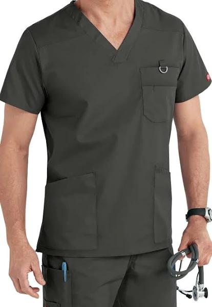 Dickies EDS Signature Scrubs Men's V-Neck Top - S - Pewter