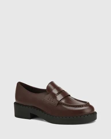 Cambridge Hickory Leather Flat Loafer