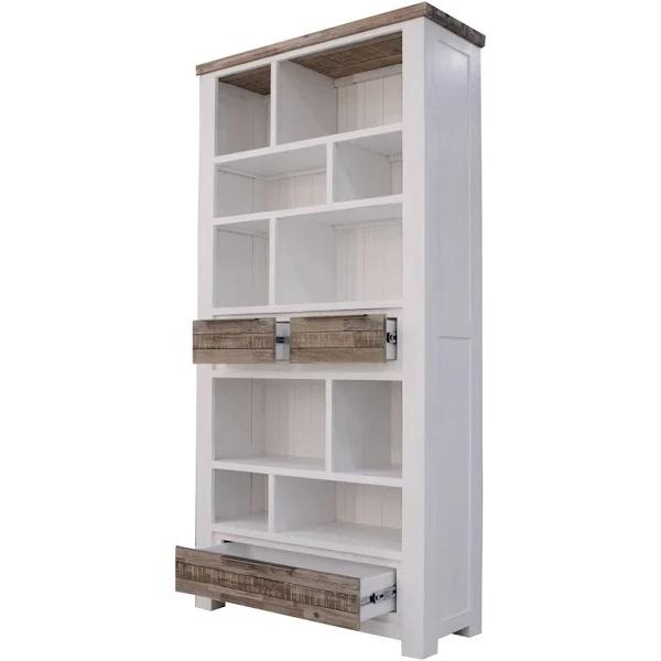 Plumeria Bookshelf 200cm Bookcase Display Unit Solid Acacia Timber Wood