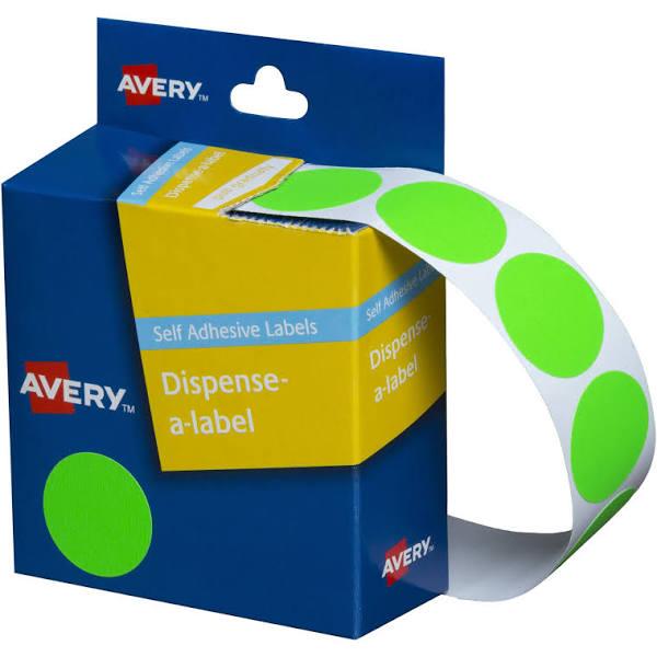 Avery Dispenser Labels Round 24mm Fluoro Green Pack 350