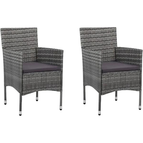 vidaXL - Garden Dining Chairs 2 Pcs Poly Rattan - Grey