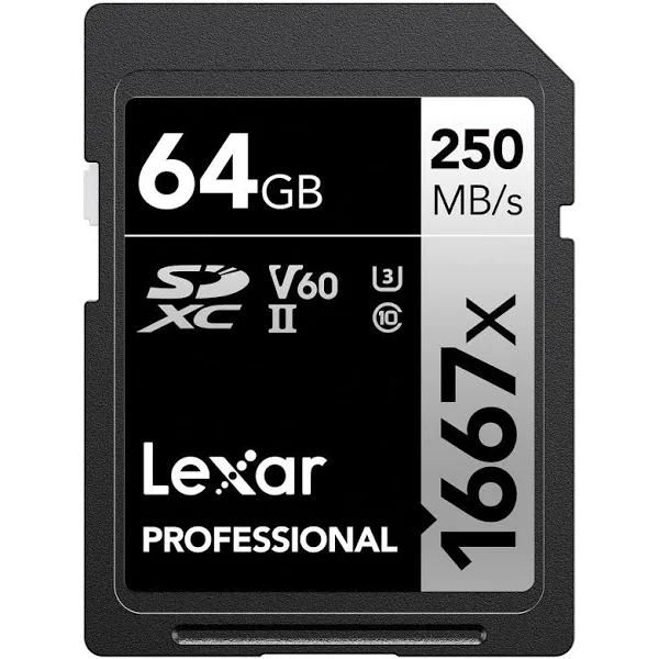 Lexar Professional 1667x 64GB SDXC UHS-II/U3 Card (LSD64GCBNA1667)