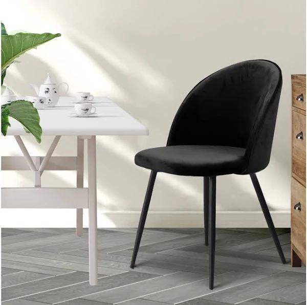 Levede 2x Dining Chairs Kitchen Cafe Lounge Chair Sofa Upholstered Velvet Black