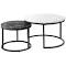 Oikiture Set of 2 Coffee Table Round Marble Nesting