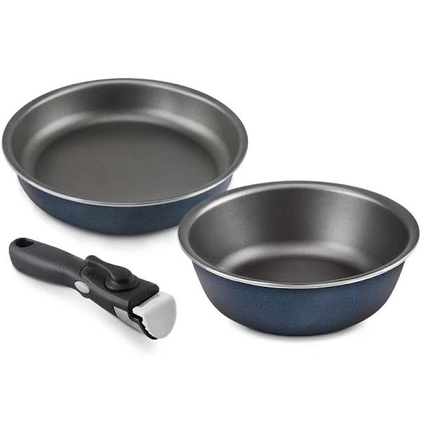 SHINEURI Japan Designed Detachable Handle Titanium Nonstick 3 Pieces Frying Pans Set - 9.5 Frying Pan 8 Inch Deep Pan For Oven, Induction, Gas,