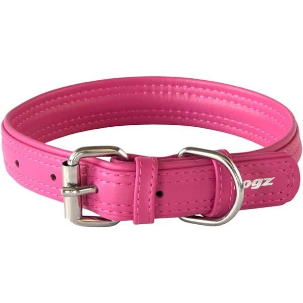 Rogz Leather Buckle Collar Pink