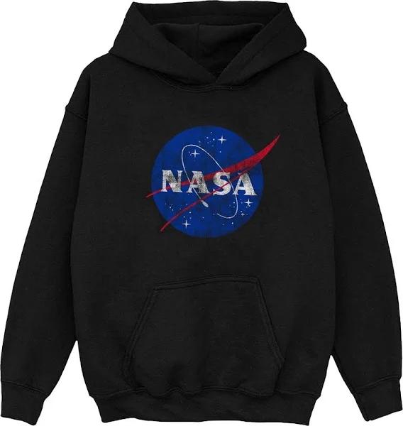 NASA Boys Classic Insignia Logo Distressed Hoodie (Black) (9-11 Years)