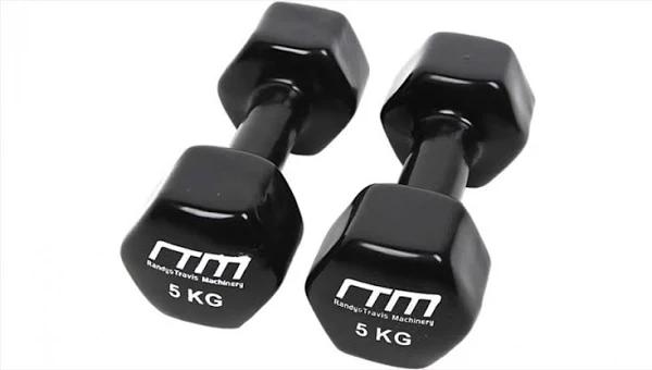 5kg Dumbbells Pair PVC Hand Weights Rubber Coated