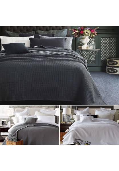 CottonMore 100% Bamboo 350GSM Large Chunky Waffle Blanket Throw Rug Charcoal - King