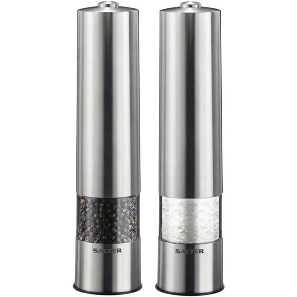 Salter Stainless Steel Electronic Salt & Pepper Mill Set