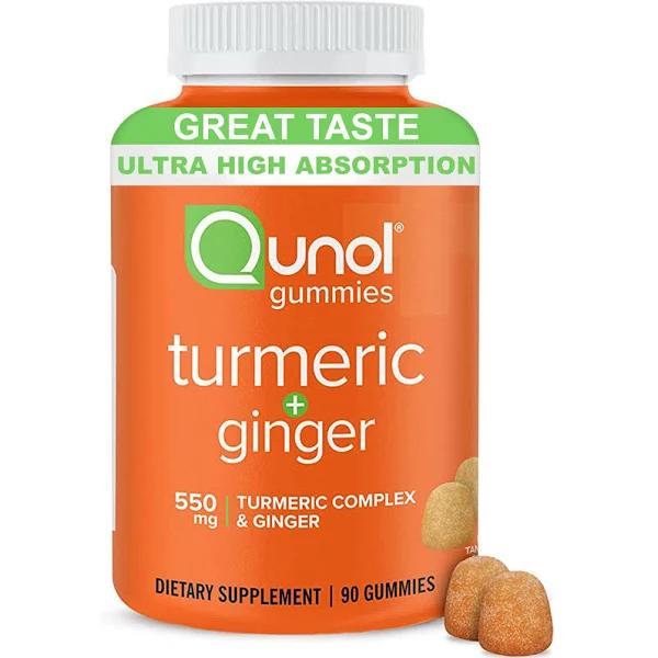 Qunol, Turmeric + Ginger, Rich Tangerine, 275 mg, 90 Gummies