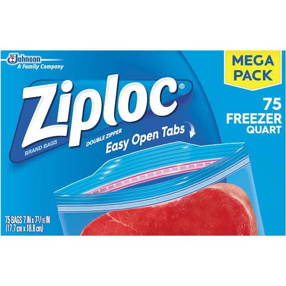 Ziploc Freezer Quart Bags 75 Count