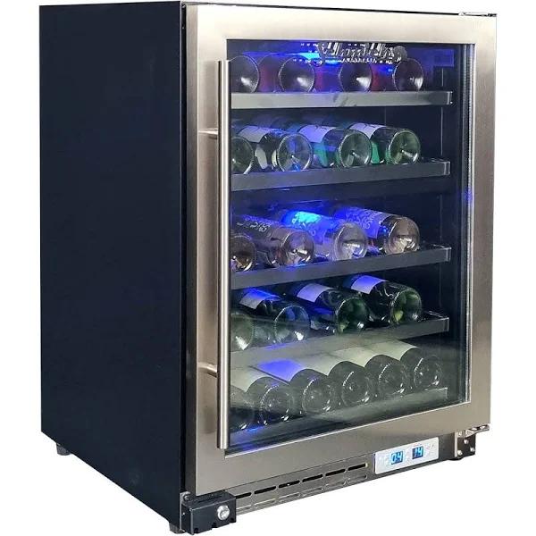 Schmick Under Bench Glass Door Dual Zone Wine Fridge Triple Glazed JC132D