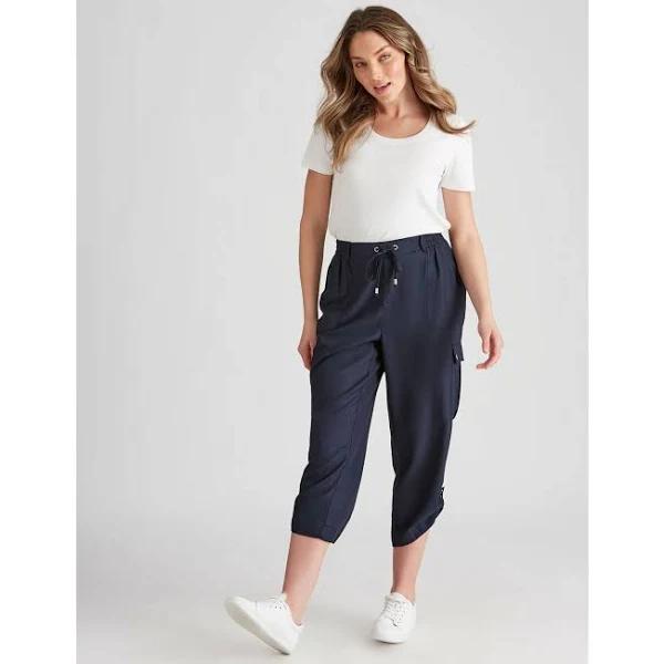 Rockmans Crop Viscose Pants - Size 18 - Womens - True Navy