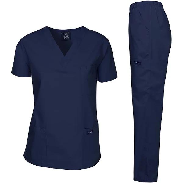 Dagacci Scrubs Medical Uniform Women and Man Scrubs Set Medical Scrubs Top and Pants