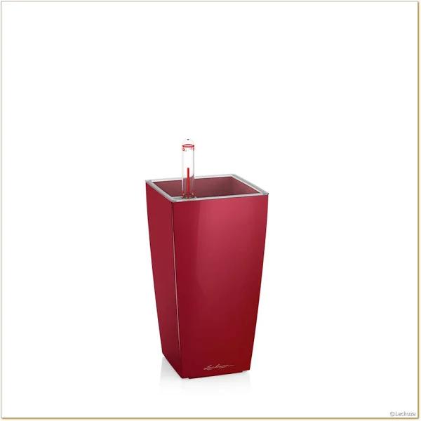 Lechuza Mini Cubi Self Watering Pot, High Gloss Scarlet Red