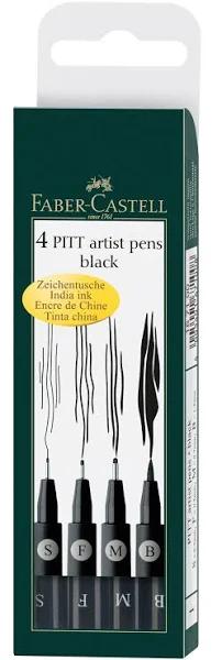 Pitt Artist Pen - Faber Castell - Black - Set of 4