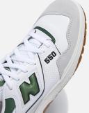 New Balance White & Green 550 Sneakers