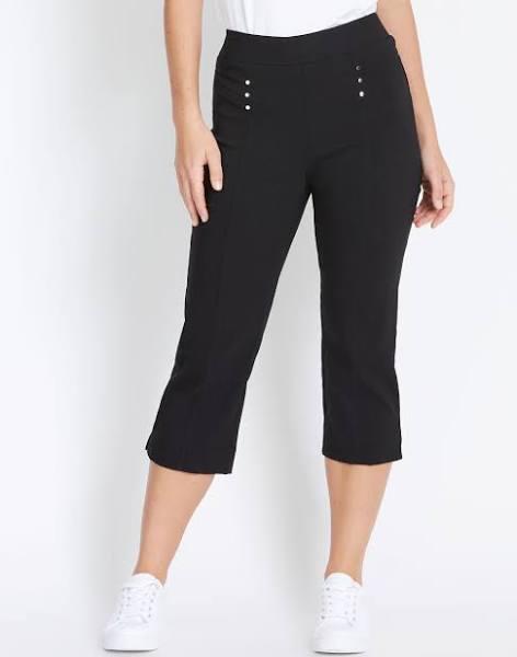 Rockmans Crop Bengaline Pants Black - 8