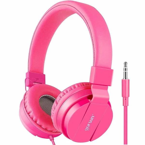 Gorsun Kids Headphones With Limited Volume, Children Headphone Over Ear, Kids Headphones For Boys and Girls, Wired Headset For Children-Pink